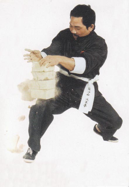 Лам Тхань Кхань демонстрирует разбивание кирпичей